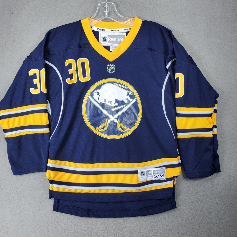 Reebok Hockey Jersey Youth S/M Navy Buffalo Sabres Ryan Miller 30 NHL Vintage